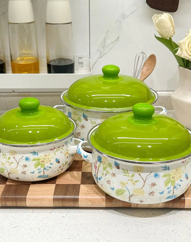 Enamel Enamel Milk Pot Thickened Saucepan Cooking Noodles Hot Milk Stew Household Kitchen Cookware