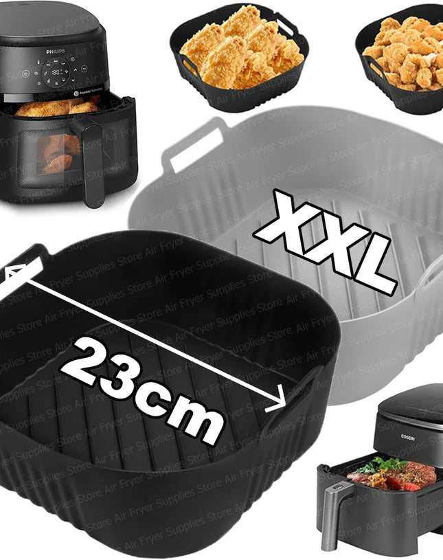 Square Air Fryer Mold for Philips Series 2000 6.2L NA230/00 Reusable Silicone Dish Basket for COSORI 5.5L/6L Airfryer Accessory