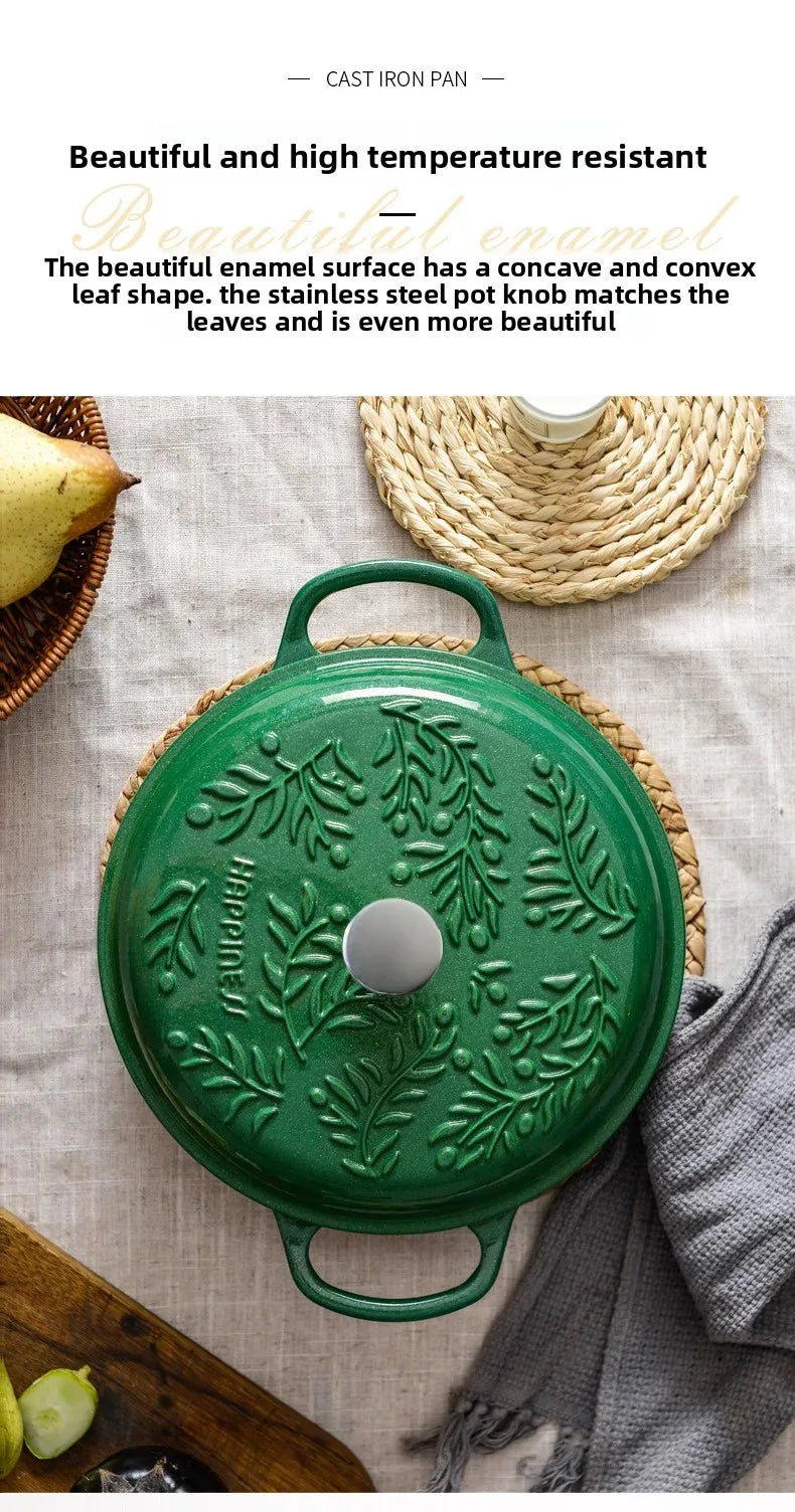 5QT Enameled Cast Iron Dutch Oven Induction-Safe Nonstick Braising Stew Pot with Lid Multi-Use Soup Cooking Casserole