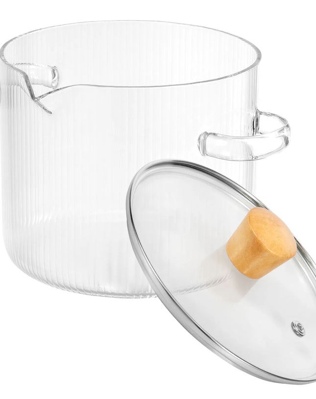 1.6/2.3L Glass Cooking Pot With Lid Glass Saucepan Cereal Bowls Pot for Stove High Borosilicate Clear Cooking Soup Baking Pans