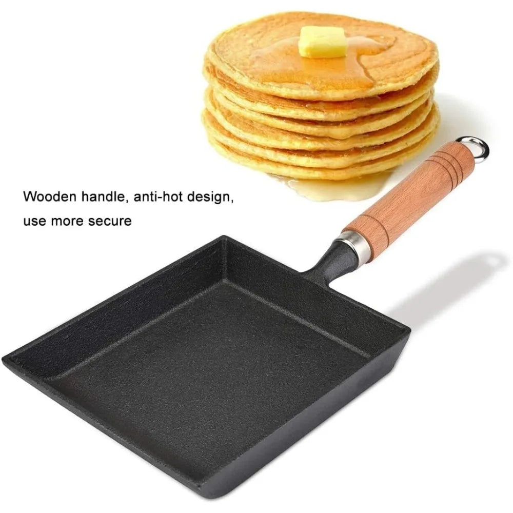 Cast Iron Tamagoyaki Pan Square Frying Pan Durable Reusable Egg Omelet Pan for Frying Eggs Pancakes Household Cooking Tools
