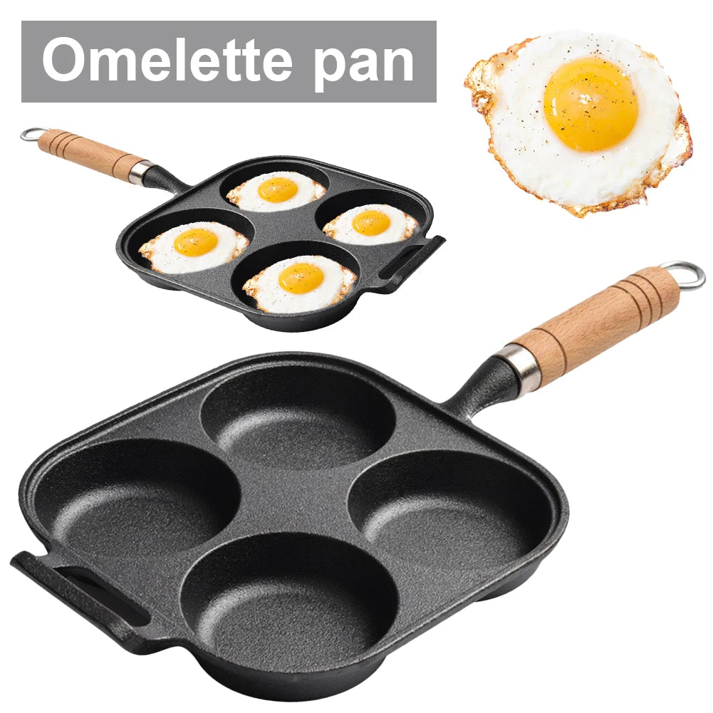 Thicken Frying Pan Cast Iron Breakfast Grill Cooking Pot Egg Frying Pan Egg Pancake Steak Pan Non-Stick Cake Maker Pancake Pan