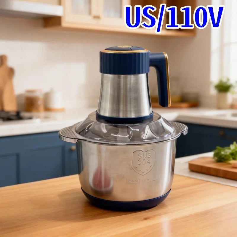 Electric Meat Grinder 5L Food Crusher Stainless Steel Multi-Function Vegetable Slicer Food Processor for Kitchen Cooking Mincer