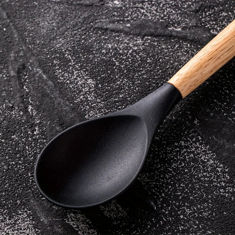 14pcs silicone utensil set with plastic holder