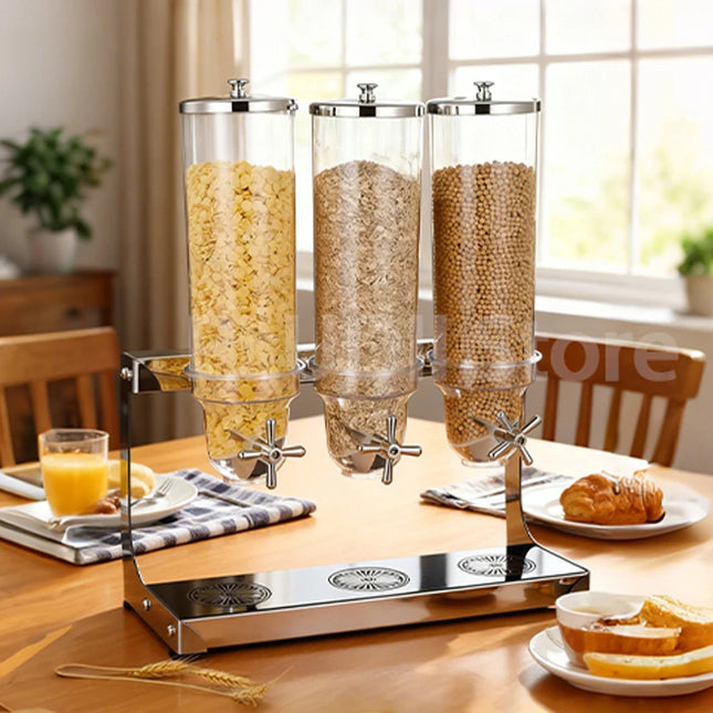 Stainless Steel Cereal Dispenser Bulk Food Storage Container Hotel Oatmeal Cereal Separator For Home Kitchen Pantry Container