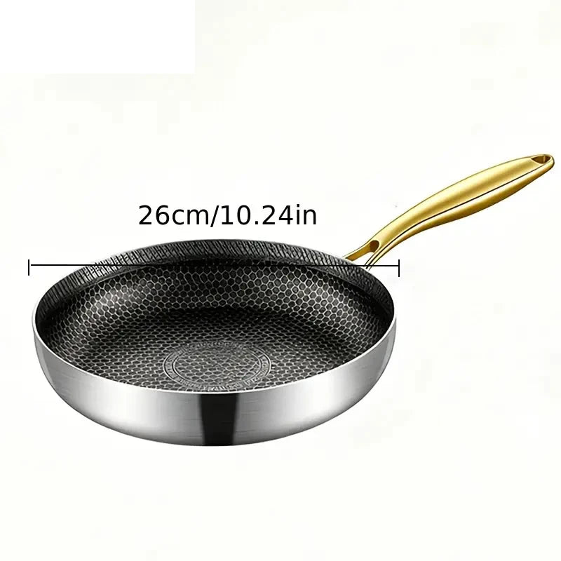 316 Stainless Steel Frying Pan Non-Stick Wok Honeycomb Skillet Home Steak Skillet Gas Stove Pot Induction Kitchen Cookware