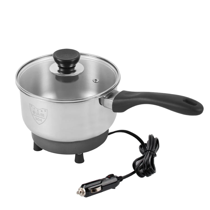 Multicooker For Car Truck 12V 24V Electric Frying Pan Cooking Skillet Mini Rice Cooker Soup Hotpot Heater Travel Food Boiler