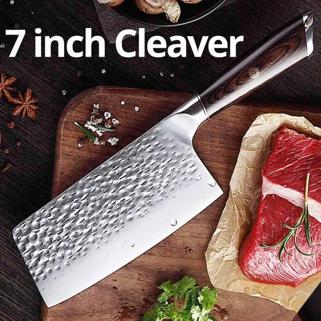 Kitchen Knives 7 8 inch Chinese Cleaver Chef Knife Full Tang Chopping Knife Vege Slicer 7CR17 Frozen Meat Cutter Butcher Knifes