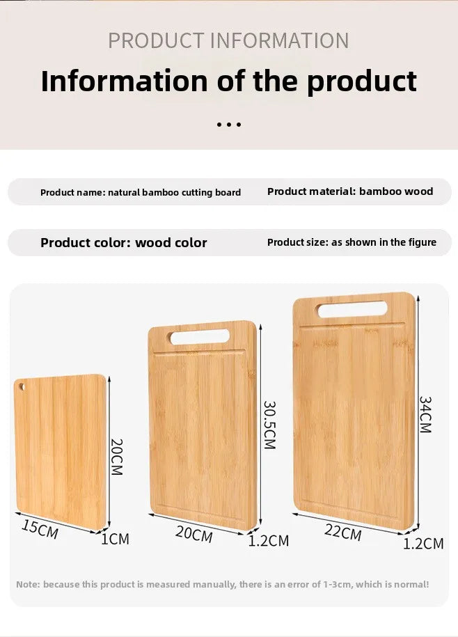 Double-Sided Bamboo Cutting Board - Natural Moso Bamboo Anti-Mold Kitchen Chopping Board with Vertical Stand