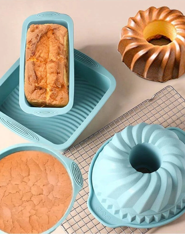 Silicone Cake Baking Mould Set High-temperature Resistant Oven Baking Plate Cake Bread Toast Pan Kitchen Muffin Baking Mold