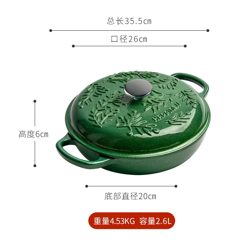5QT Enameled Cast Iron Dutch Oven Induction-Safe Nonstick Braising Stew Pot with Lid Multi-Use Soup Cooking Casserole