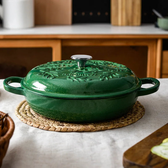 5QT Enameled Cast Iron Dutch Oven Induction-Safe Nonstick Braising Stew Pot with Lid Multi-Use Soup Cooking Casserole