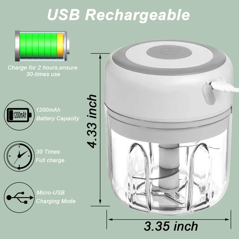 250ML Electric Garlic Grinder Household Multifunctional Meat Grinder Wireless Portable Mixer for Baby Food Processor